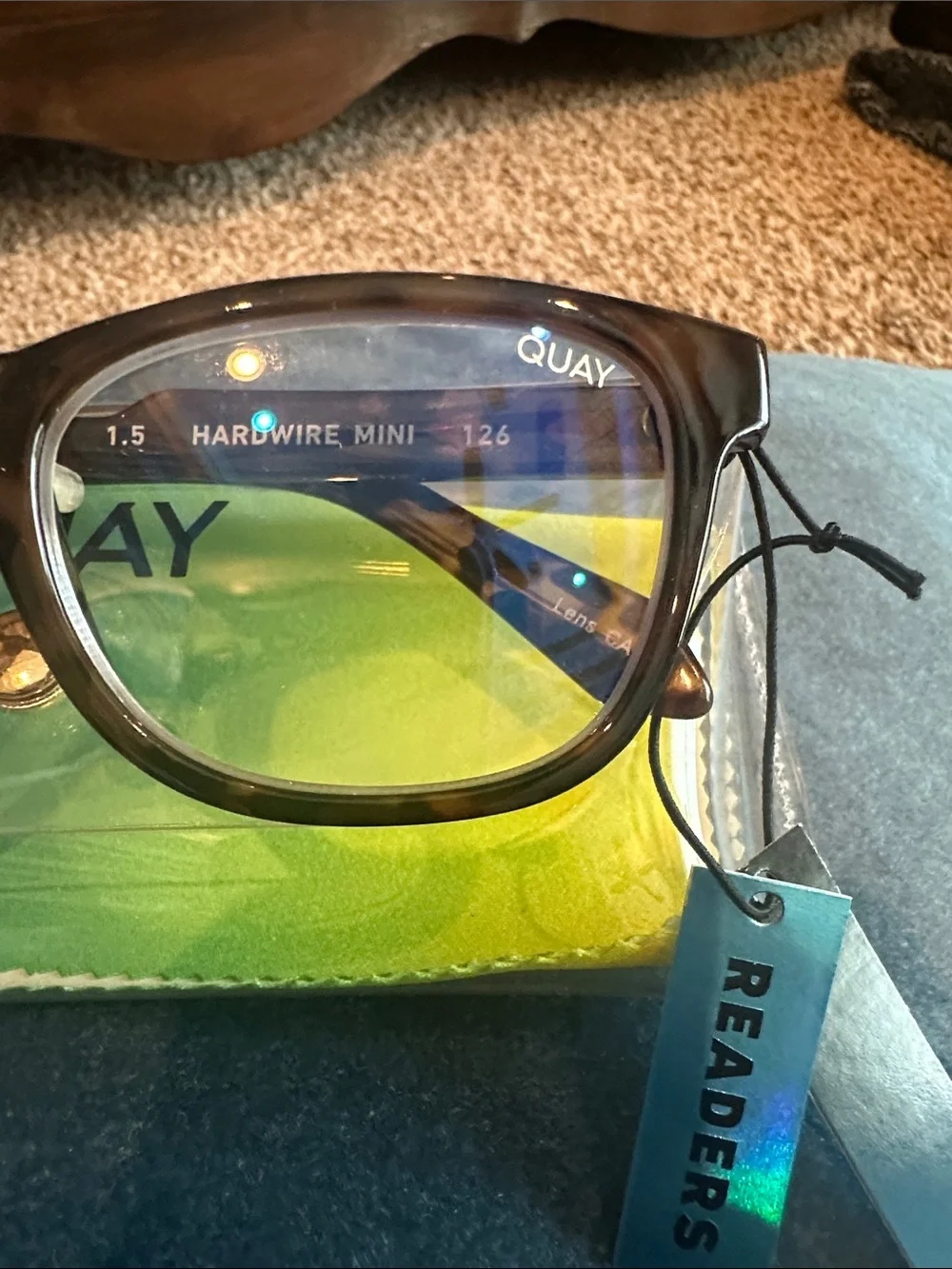 Quay  Readers - Tortise Brown Frame with Blue Tint Lenses